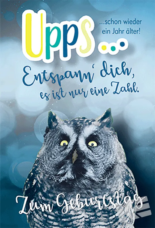 Kurt Eulzer 50-0147 verjaardagskaart uil flip 3D-effect