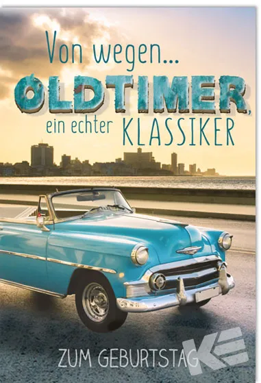 Kurt Eulzer 51-0413 verjaardagskaart oldtimer 3D blauw