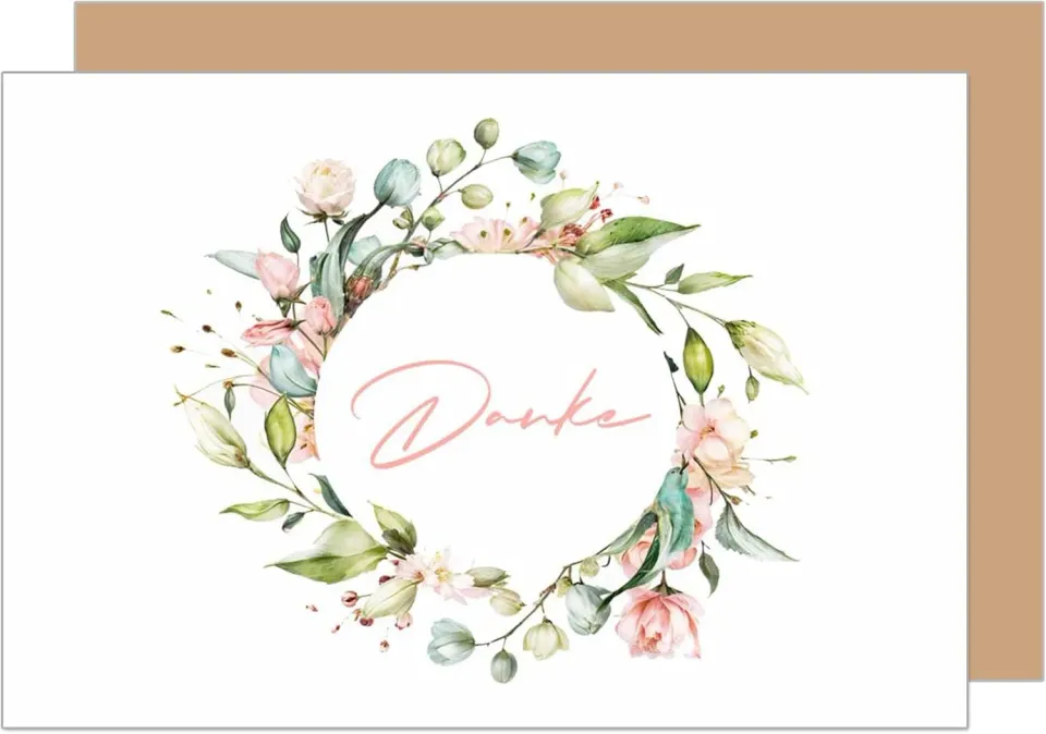 Edition Seidel Premium bedankkaart D148 SW024 bloemenkrans envelop
