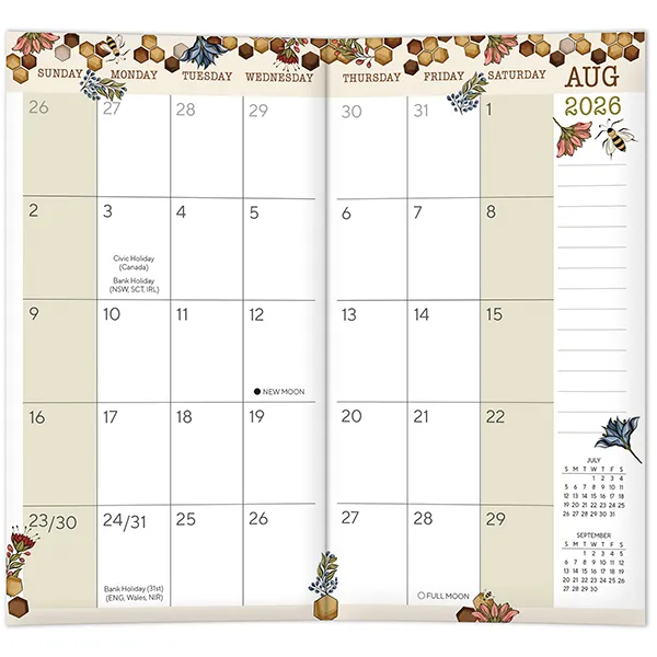 Sellers Publishing Floral Bee 2027 zakagenda pocket 29 maanden