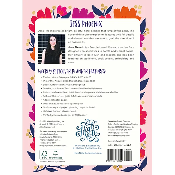 Sellers Publishing Jess Phoenix 2027 weekplanner softcover
