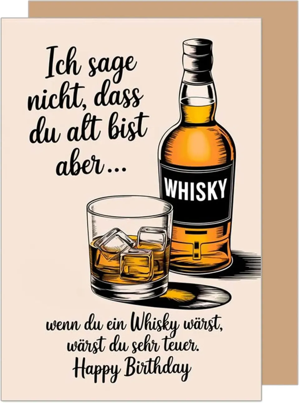 Edition Seidel G3622 verjaardagskaart whisky grappig met envelop