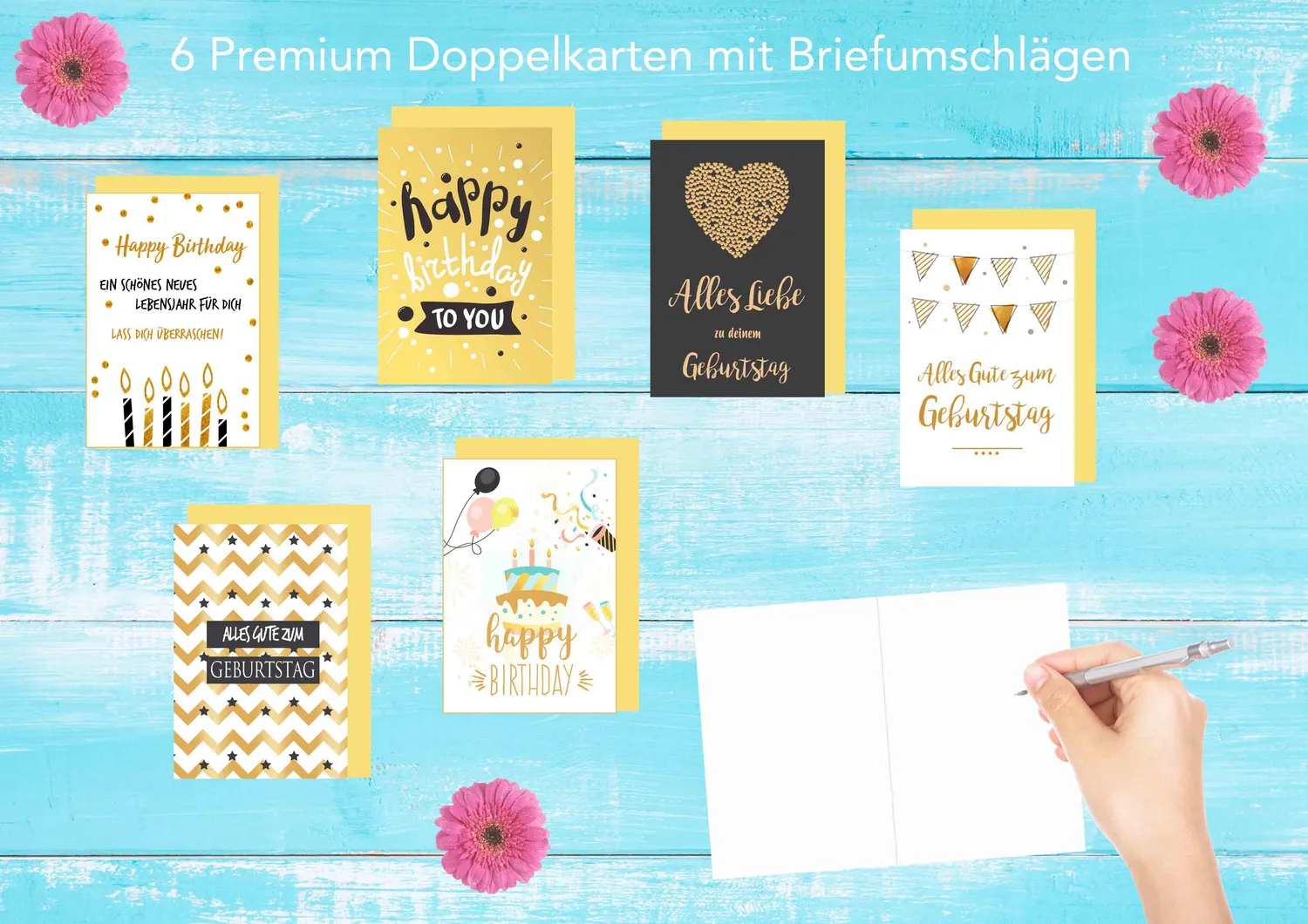 Edition Seidel 20090 verjaardagskaarten set 6 goud