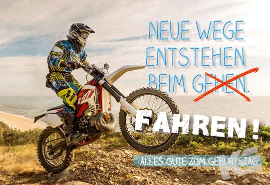 Kurt Eulzer 51-0407 verjaardagskaart crossbike 3D
