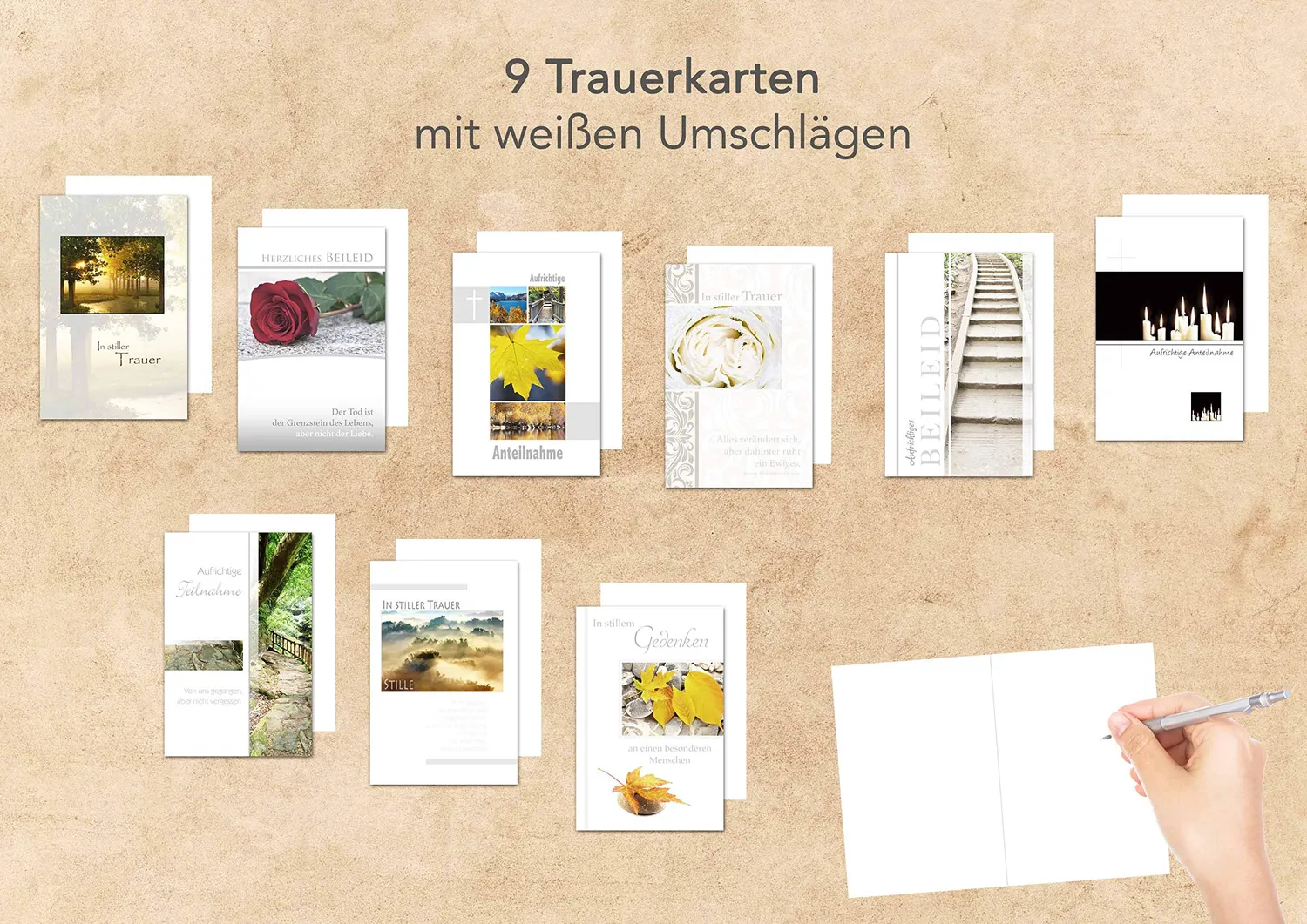 Edition Seidel 20825 condoleancekaarten set 9 stuks