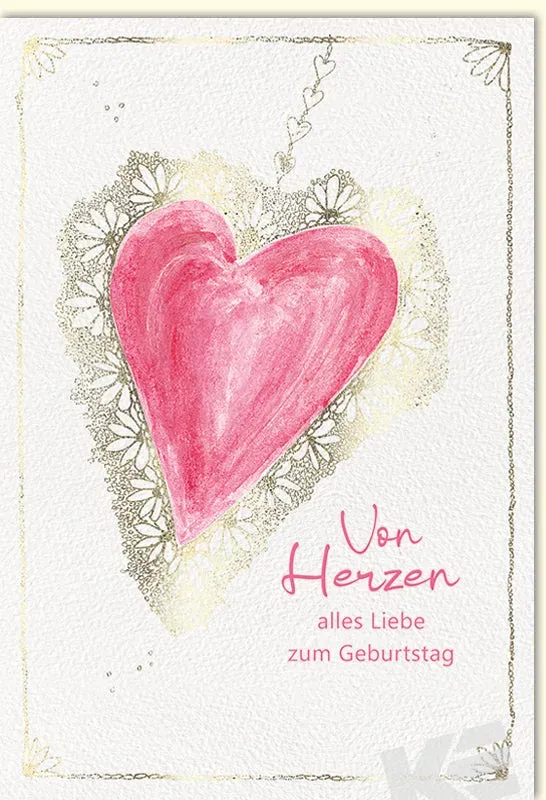 Kurt Eulzer 51-0018 verjaardagskaart hart bloemen folie
