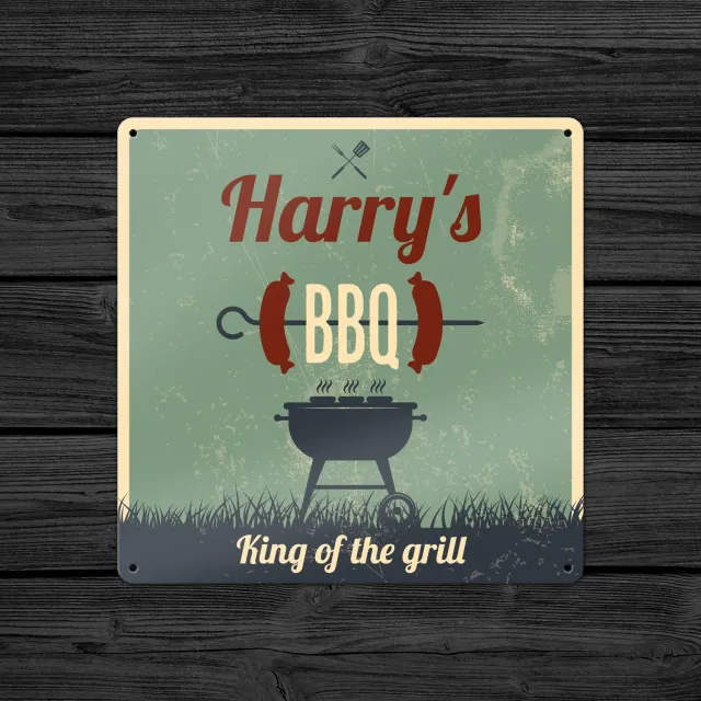 Gozi BBQ Worst metalen bord 30x30cm tuin