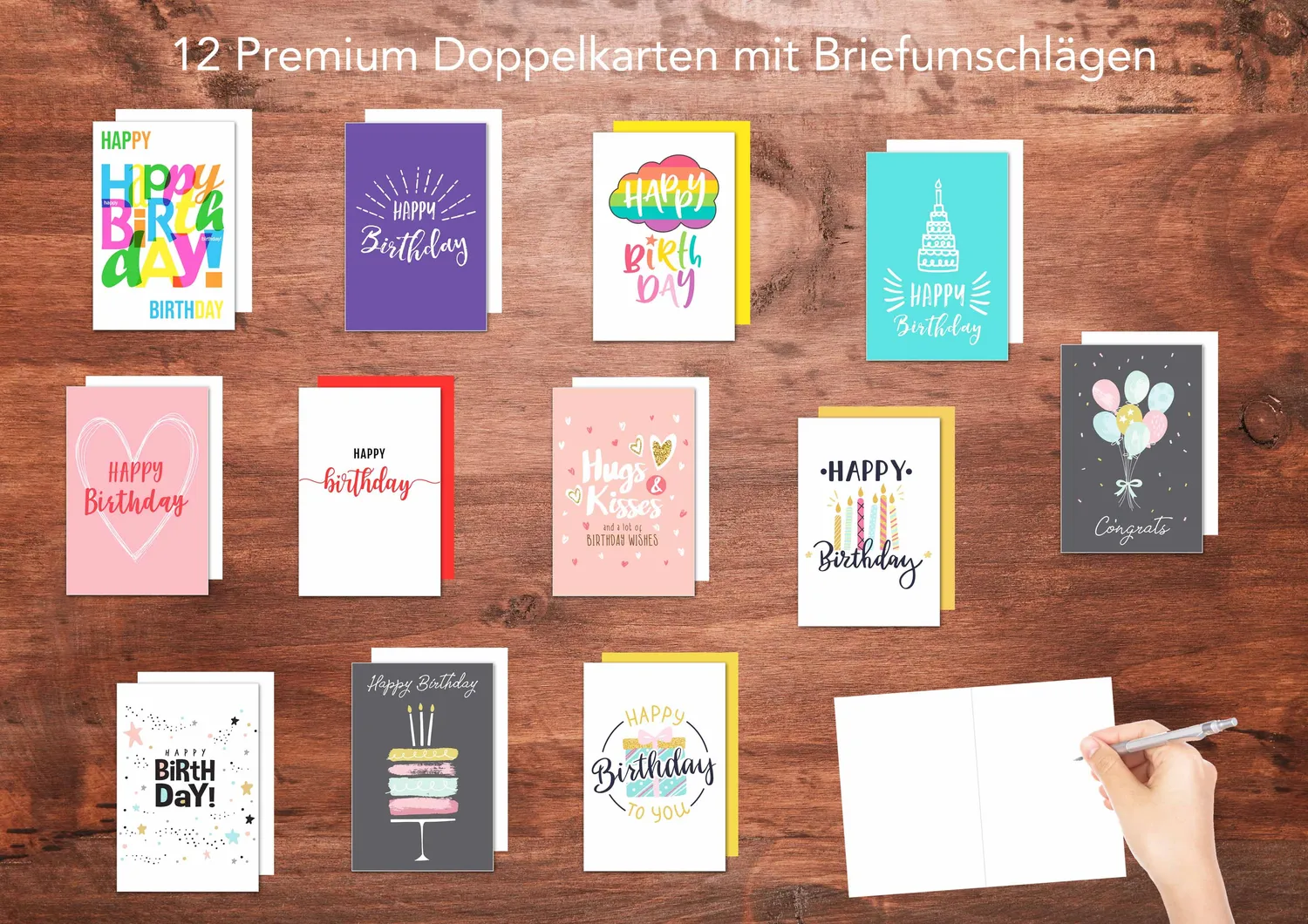 Edition Seidel Premium verjaardagskaarten set 12 met envelop