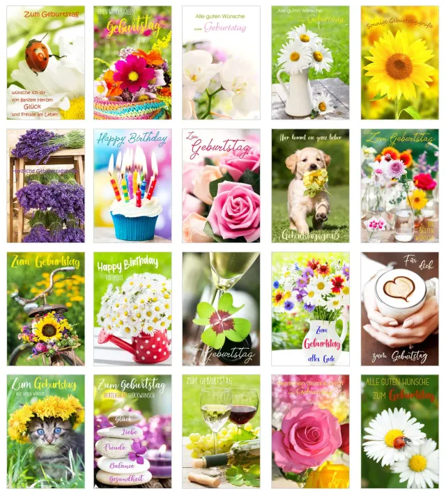 Edition Seidel 21236 verjaardagskaarten set 20 met spreuk