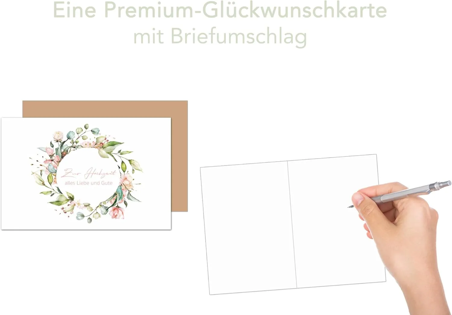 Edition Seidel H486 Just Married huwelijkskaart eucalyptus