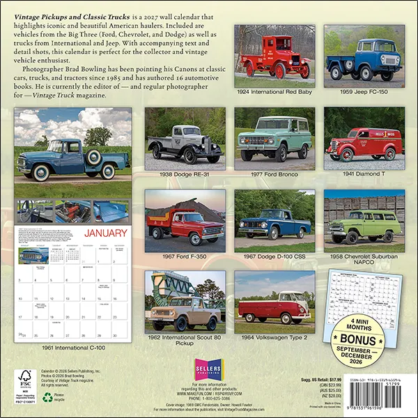 Sellers Publishing Vintage Pickups 2027 wandkalender trucks