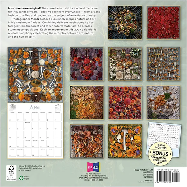 Sellers Publishing Mushrooms 2027 wandkalender paddenstoelen