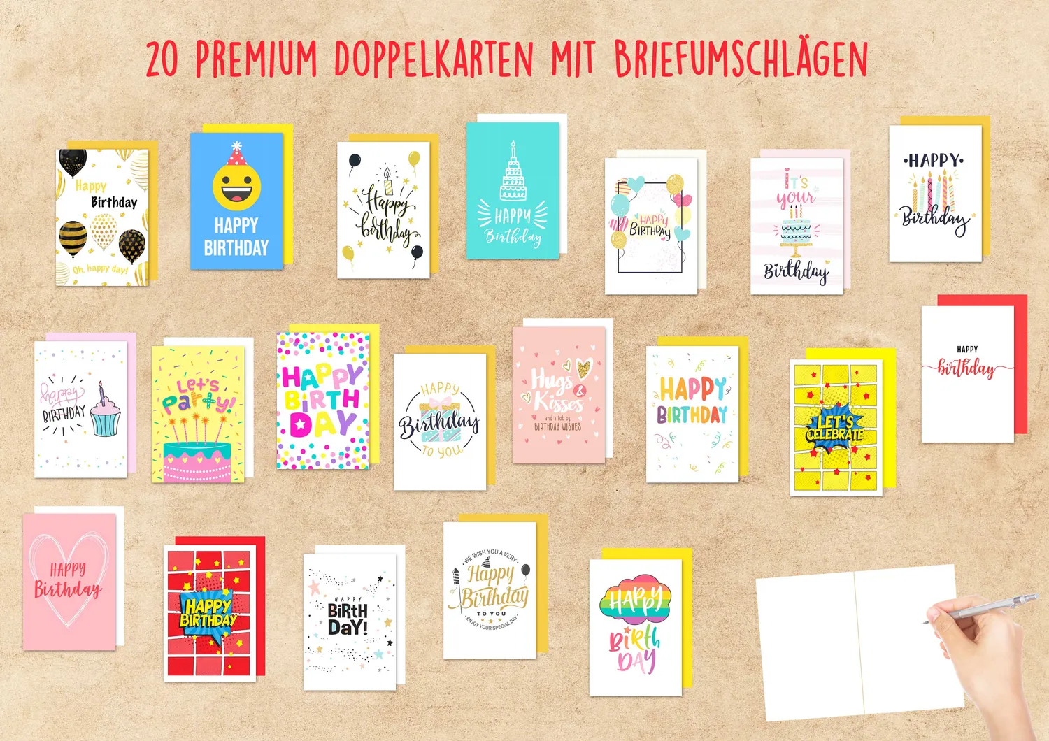Edition Seidel 20811 verjaardagskaarten set 20 met envelop
