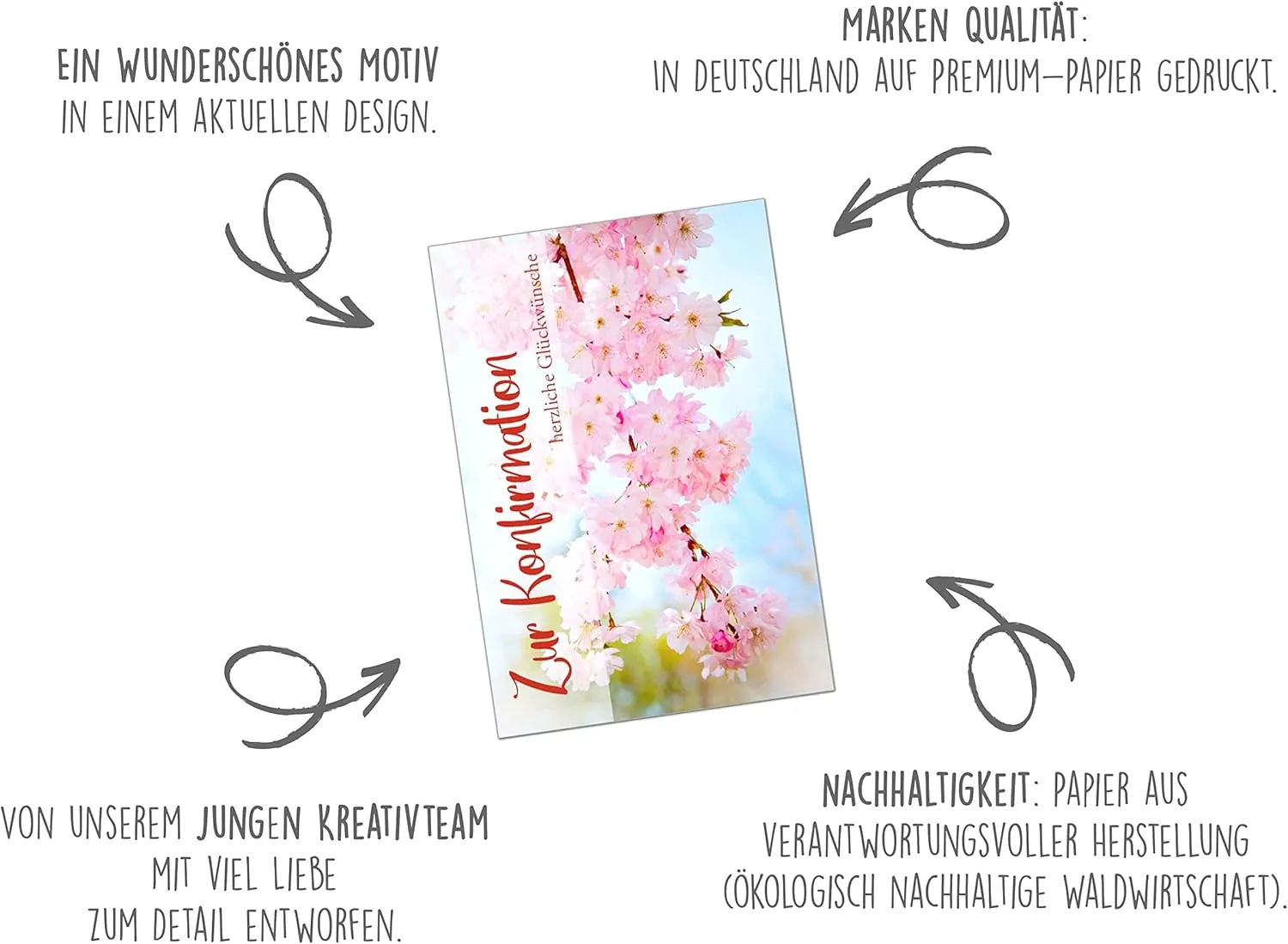 Edition Seidel Premium konfirmation wenskaart KF274a roze bloemen