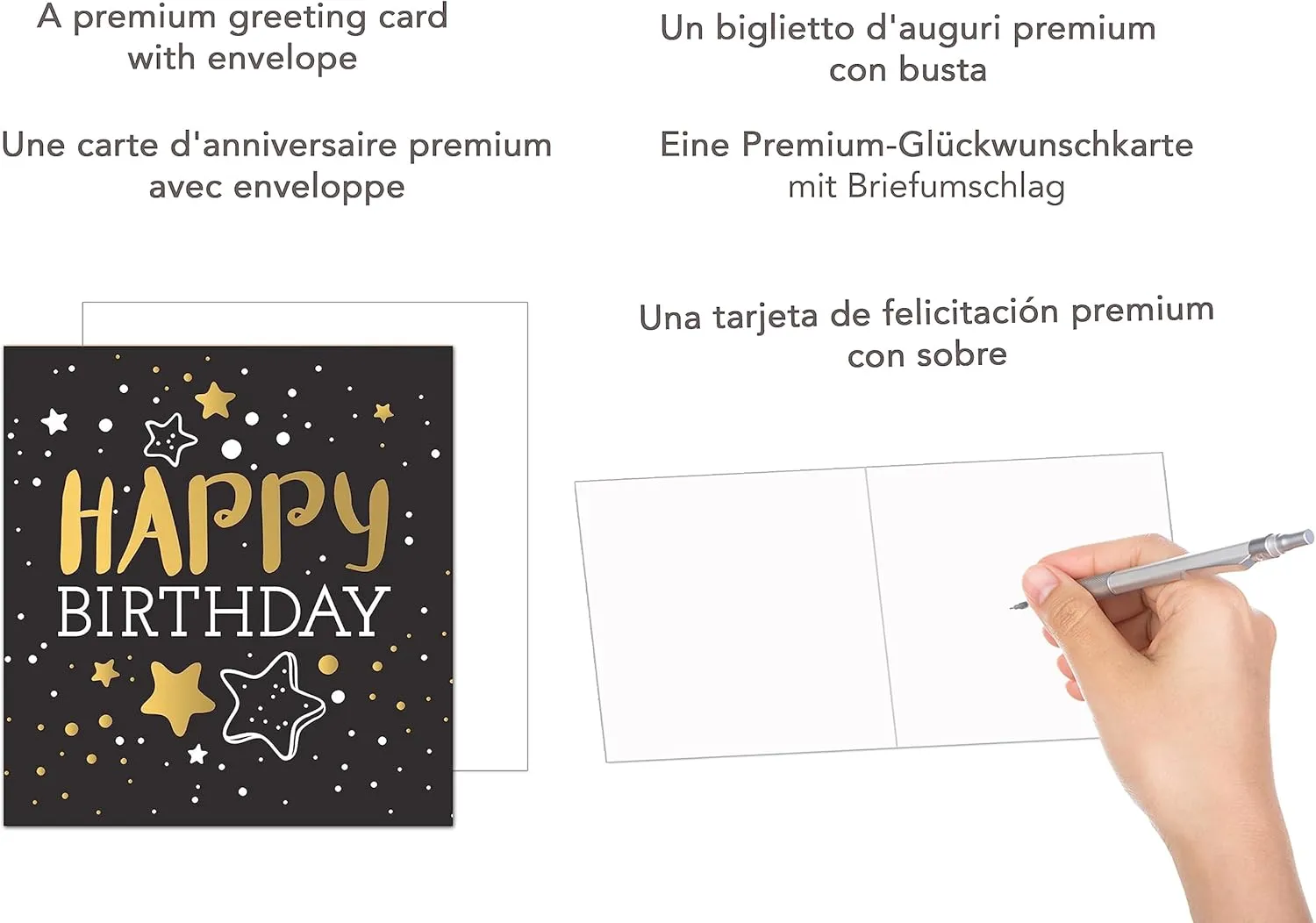 Edition Seidel GQ100 verjaardagskaart zwart goud met envelop
