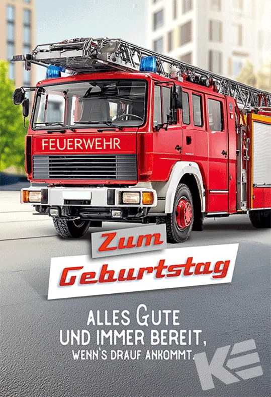 Kurt Eulzer 51-1906 verjaardagskaart brandweer 3D