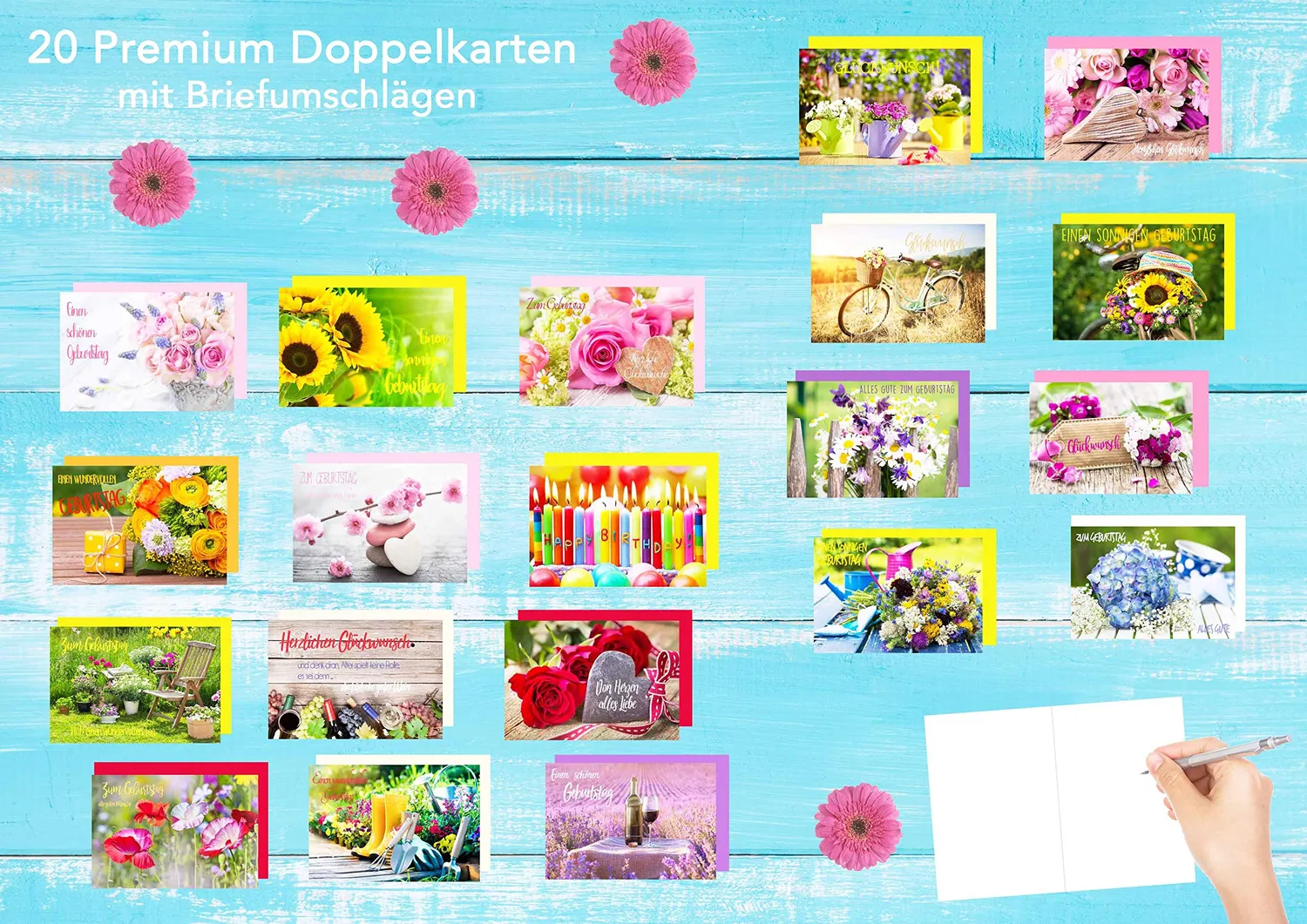 Edition Seidel Premium verjaardagskaarten set 20 stuks met envelop
