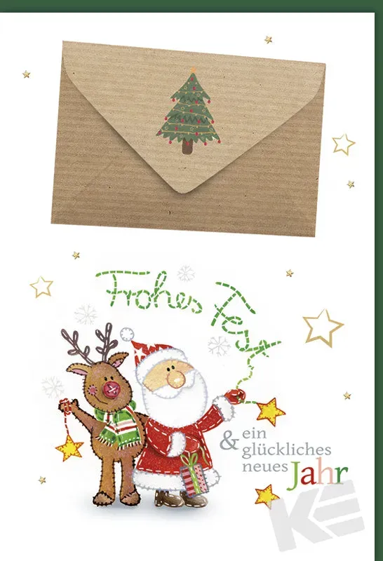 Kurt Eulzer 23-1526 geldkaart kerst kerstman en rendier