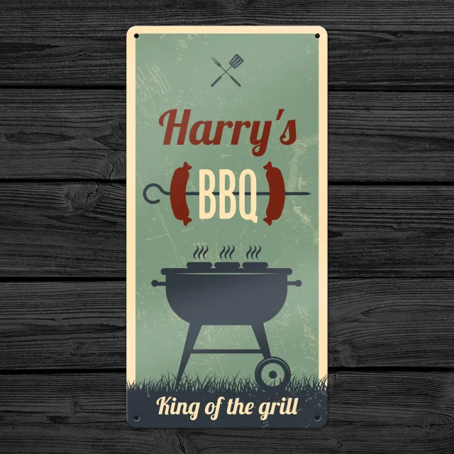 Gozi BBQ Worst metalen bord 20x40cm personaliseerbaar