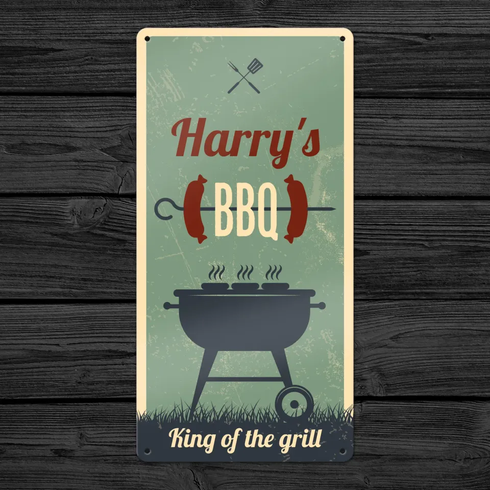 Gozi BBQ Worst metalen bord 20x40cm personaliseerbaar
