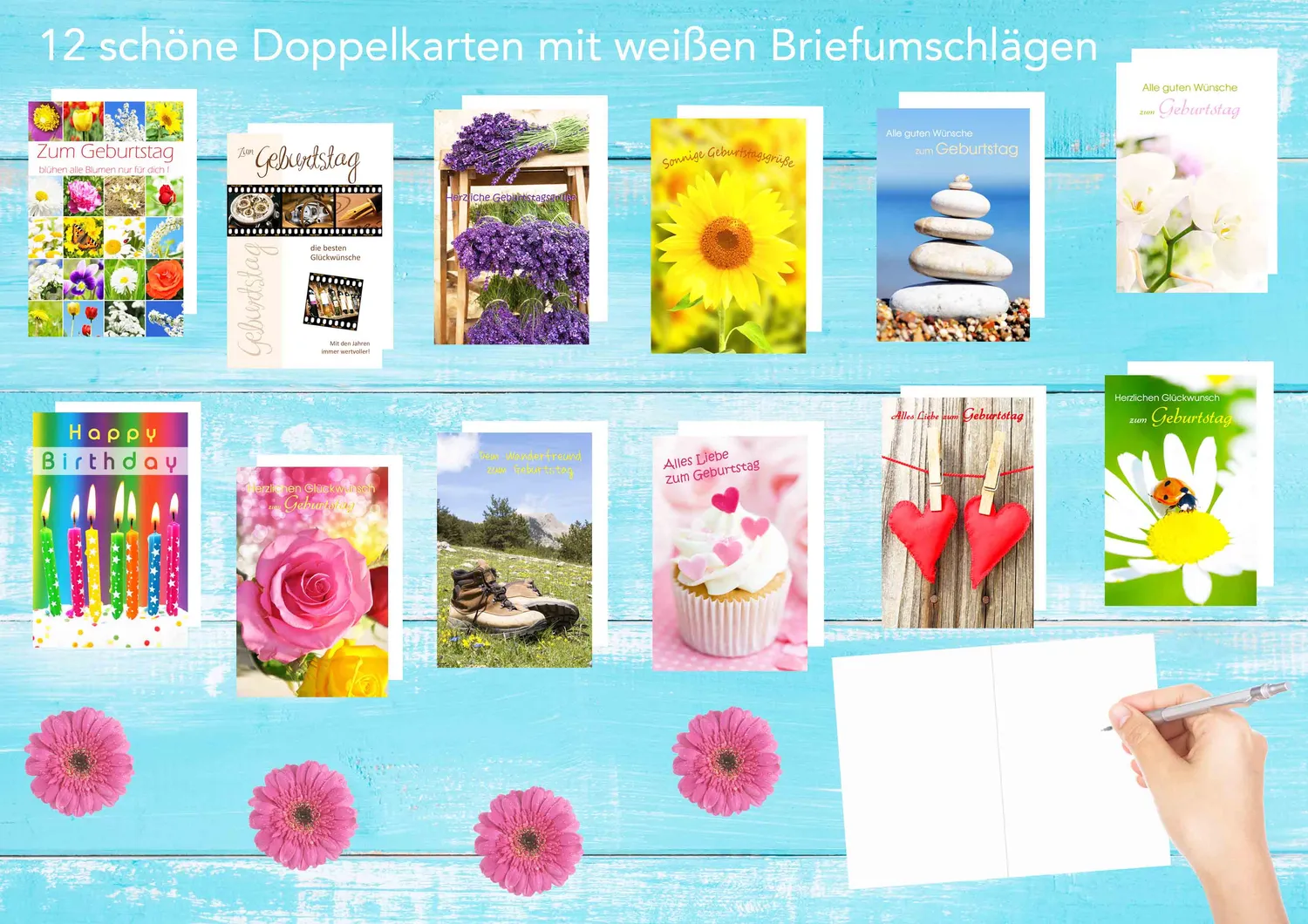 Edition Seidel 20037 Verjaardagskaarten 12 stuks met envelop