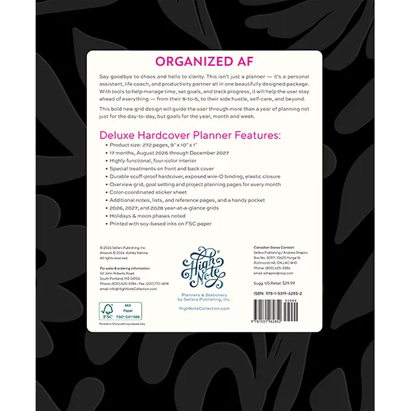 Sellers Publishing Organized AF Deluxe agenda 2027 hardcover 17 maanden