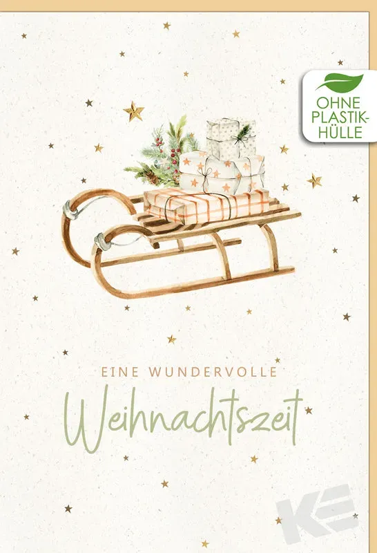 Kurt Eulzer 22-1688 kerstkaart Green Christmas geprägd