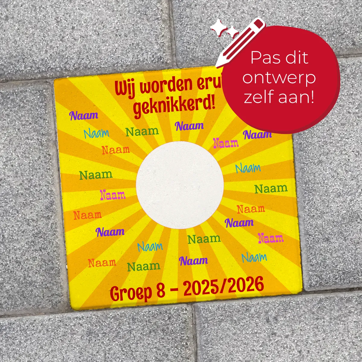 Gozi Groep 8 Geknikkerd knikkertegel afscheidstegel