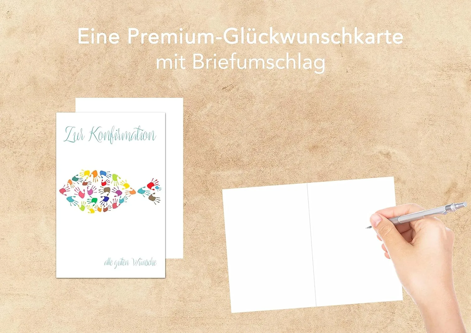 Edition Seidel KF271 confirmatiekaart bunte Hände met envelop