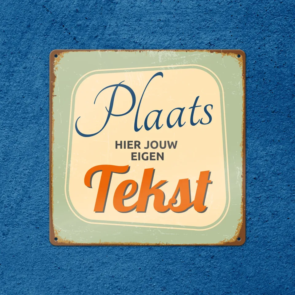 Gozi Vintage metalen bord 30x30 cm personaliseerbaar