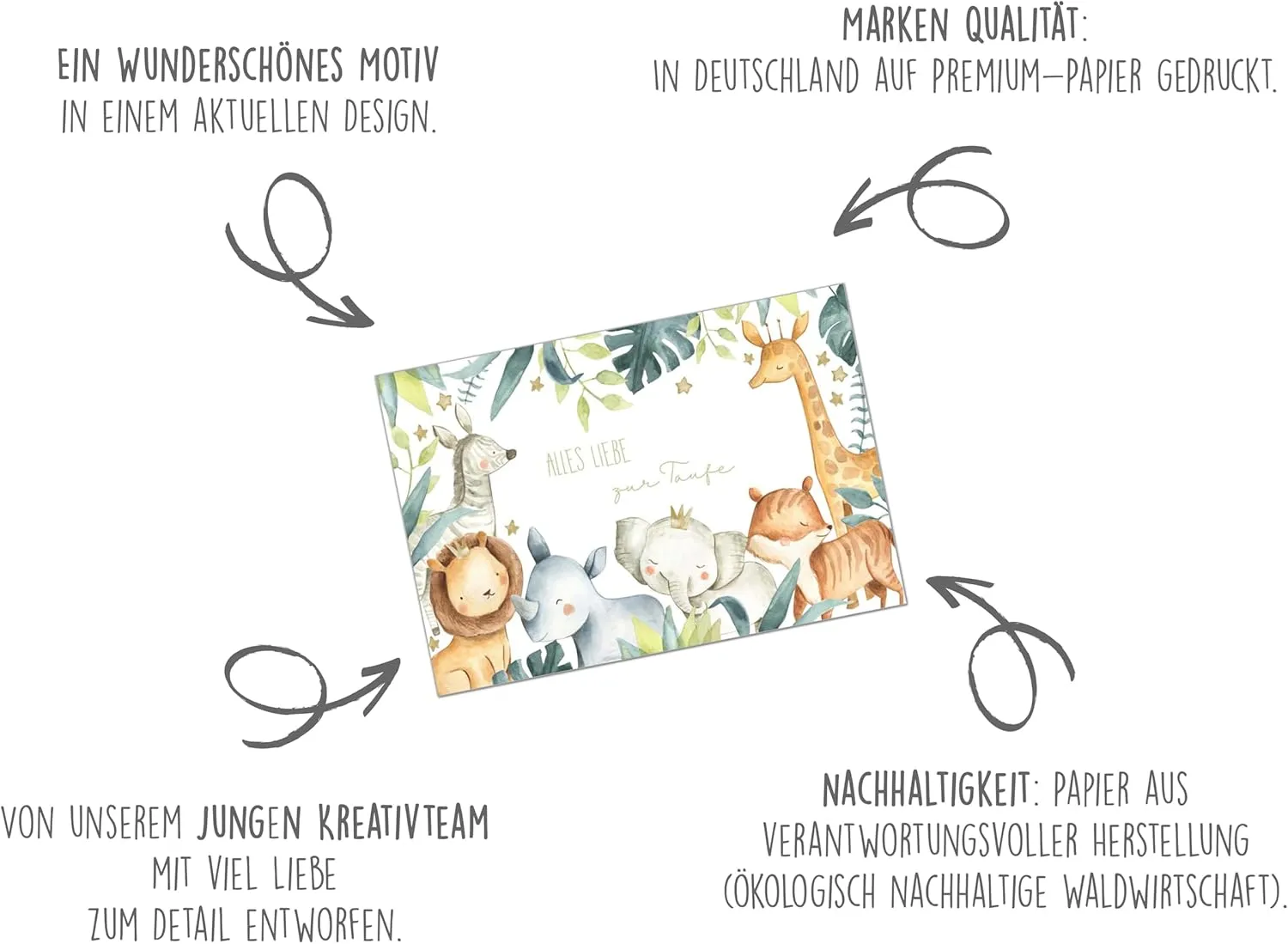 Edition Seidel ET178 doopkaart dieren met envelop