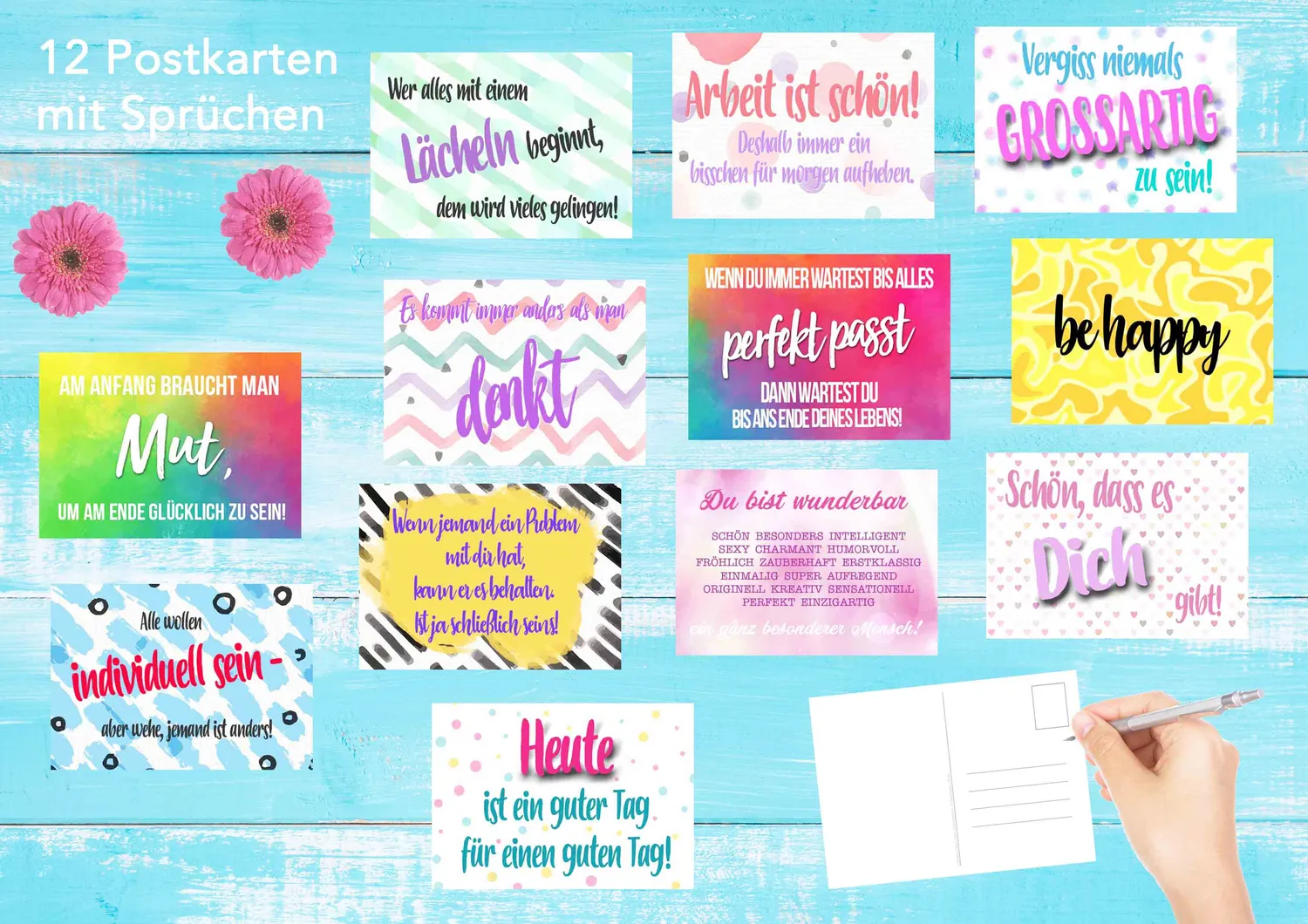 Edition Seidel 20012 postkaarten met spreuk set 12 motivatie