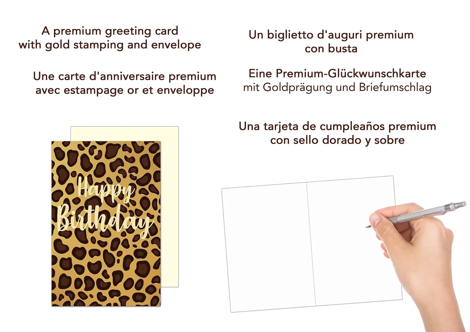Edition Seidel G2854 verjaardagskaart luipaard met goud
