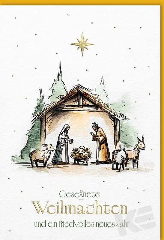 Kurt Eulzer 22-1266 kerstkaart kribbe goud