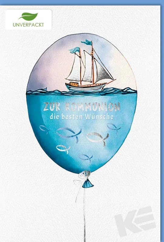 Kurt Eulzer 12-1010 communiekaart zeilboot ballon prégung