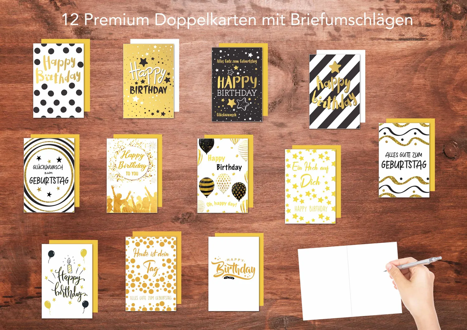 Edition Seidel 20537 verjaardagskaarten 12 stuks met envelop