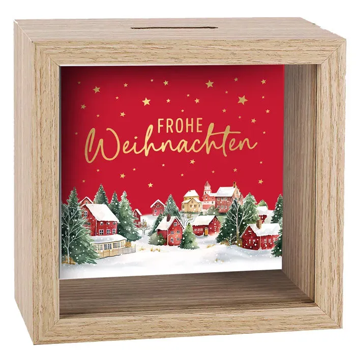 Kurt Eulzer 01-0348 spaarpot hout winterlandschap 11 cm