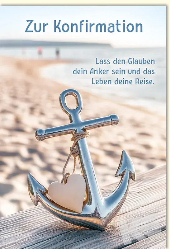 Kurt Eulzer 11-1079 wenskaart anker met hart strand