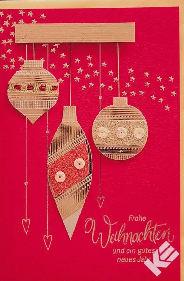 Kurt Eulzer 22-1625 kerstkaart rood met boomhanger