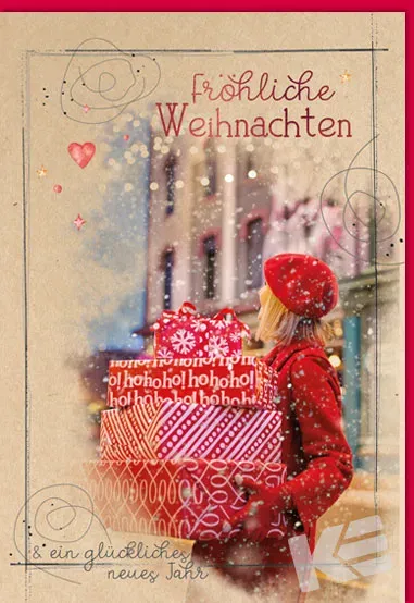 Kurt Eulzer 22-1114 kerstkaart 1 stuk pakjes reliëf