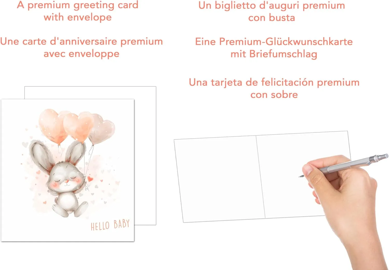 Edition Seidel Premium geboortekaart EQ103 vierkant Hello Baby