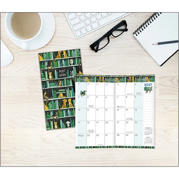 Sellers Publishing Bookshelf Cats 2027 zakagenda pocket katten