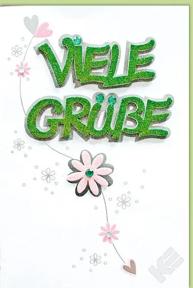 Kurt Eulzer 41-1339 wenskaart groene bloem hart met envelop
