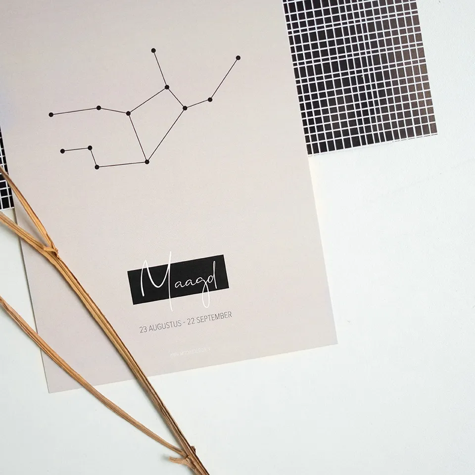 moodz design Maagd sterrenbeeld kaart A5 naturel