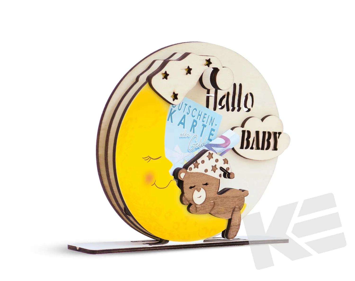 Kurt Eulzer 01-0328 geldgeschenk hout Hello Baby maan