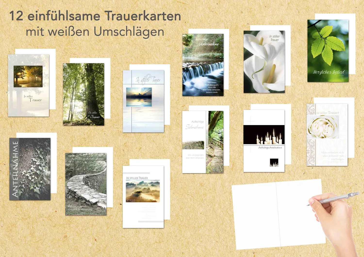 Edition Seidel rouwkaarten 20036 set 12 met envelop ingetogen