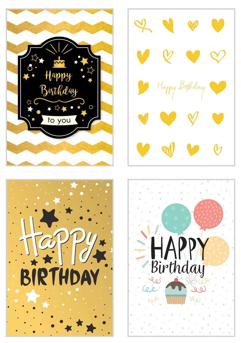 Edition Seidel 22363 verjaardagskaarten 12 stuks goud