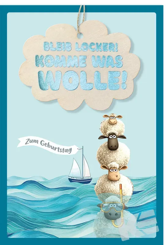 Kurt Eulzer 97-0532 wenskaart maritiem schaap houten hanger