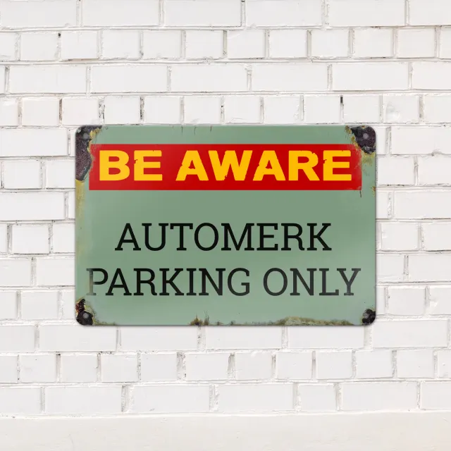 Gozi Be Aware Automerk metalen bord 30x20cm stoer