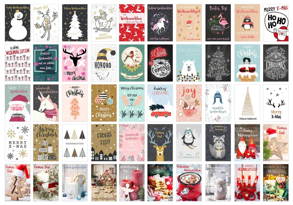 Edition Seidel kerstpostkaarten Set 1 set 50 stuks zijdemat
